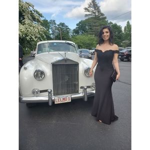 Black off the shoulder wedding dress